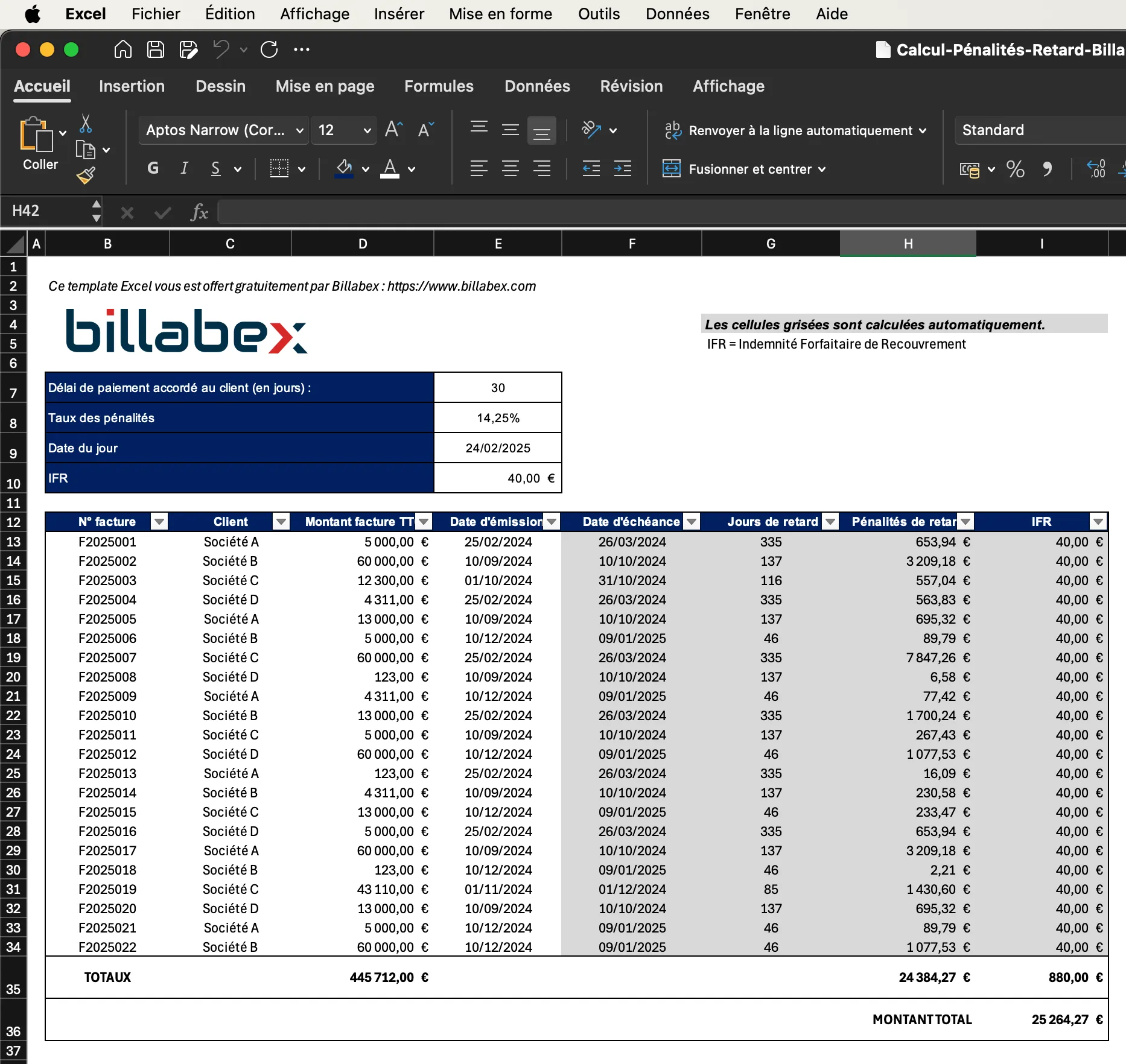 Calcul des pénalités de retard de factures impayées en 2025 