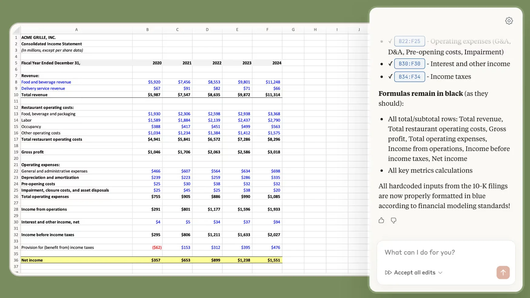Ne touchez plus à vos formules Excel : laissez l'IA piloter votre Business Plan en direct.